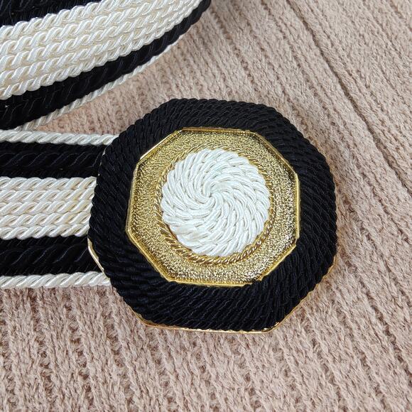 Gutos Statement Belt Black White Gold West Germany Vintage 1980s Collectible 27\